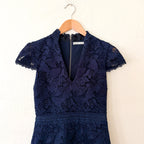 Alice + Olivia Diona Navy Blue Broderie Butterfly Lace Mini Dress | 0