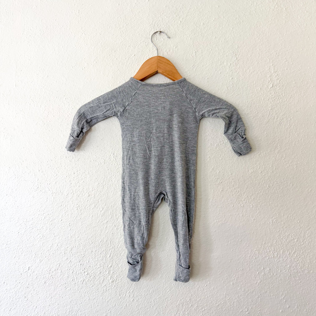 Little Sleepies Solid Grey 2-Way Zipper Fold Over Foot Sleeper | 3-6m