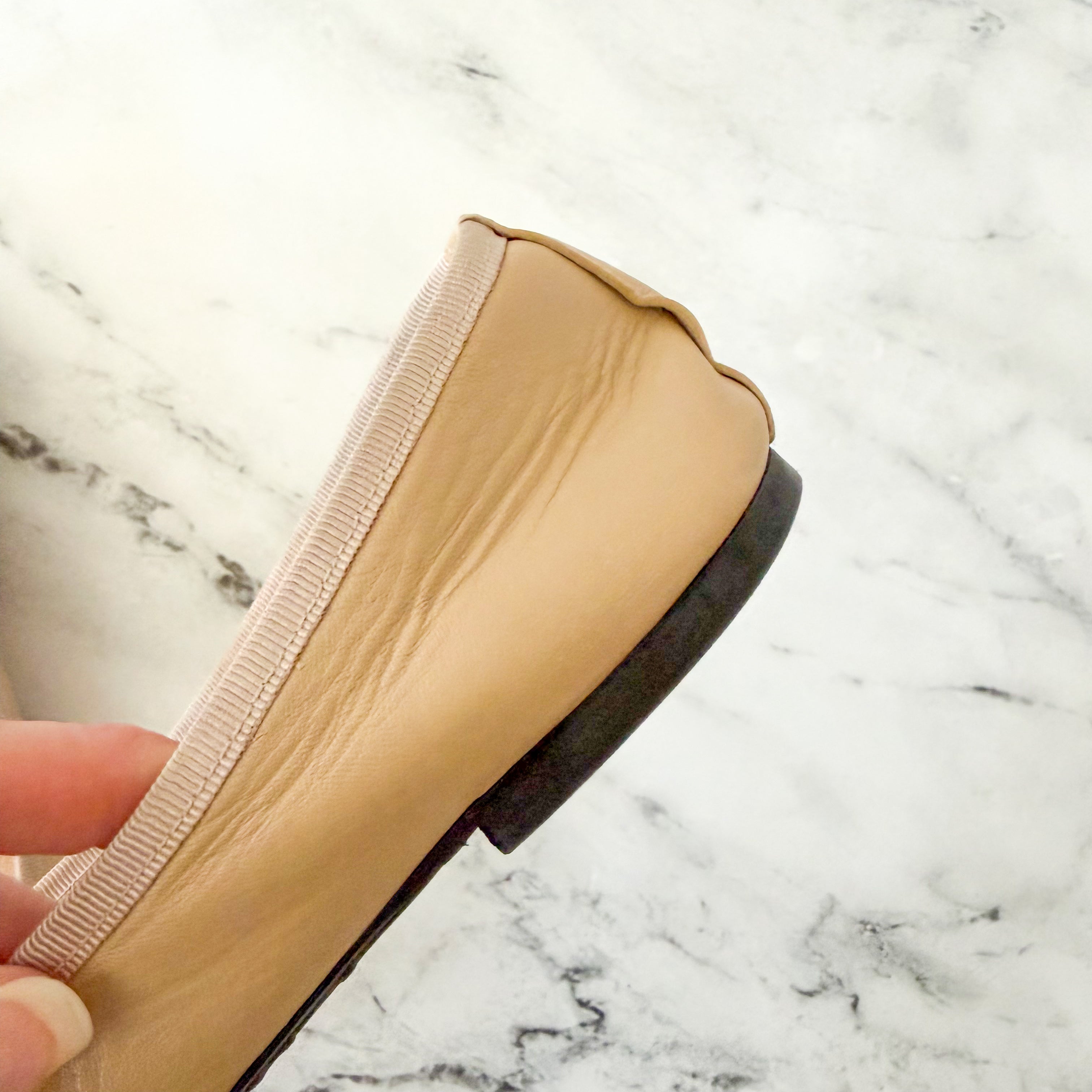 French Sole New York FS/NY Index Ballet Leather Tan &amp; Black Ballet Flats | 8