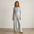 Abercrombie & Fitch Loungewear Collection Long Sleeve Sleep Set in Heather Grey | XXS