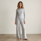 Abercrombie & Fitch Loungewear Collection Long Sleeve Sleep Set in Heather Grey | XXS