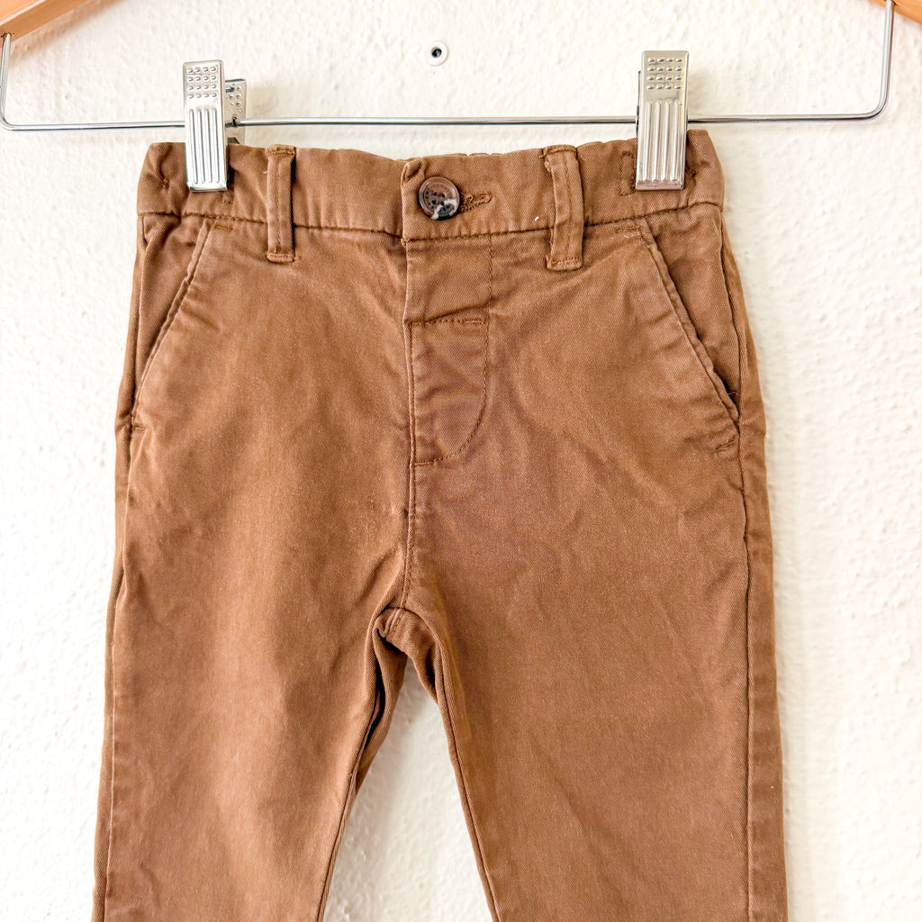 Next Clothing Brown Stretch Chino Trousers in Ginger Tan | 6-9m