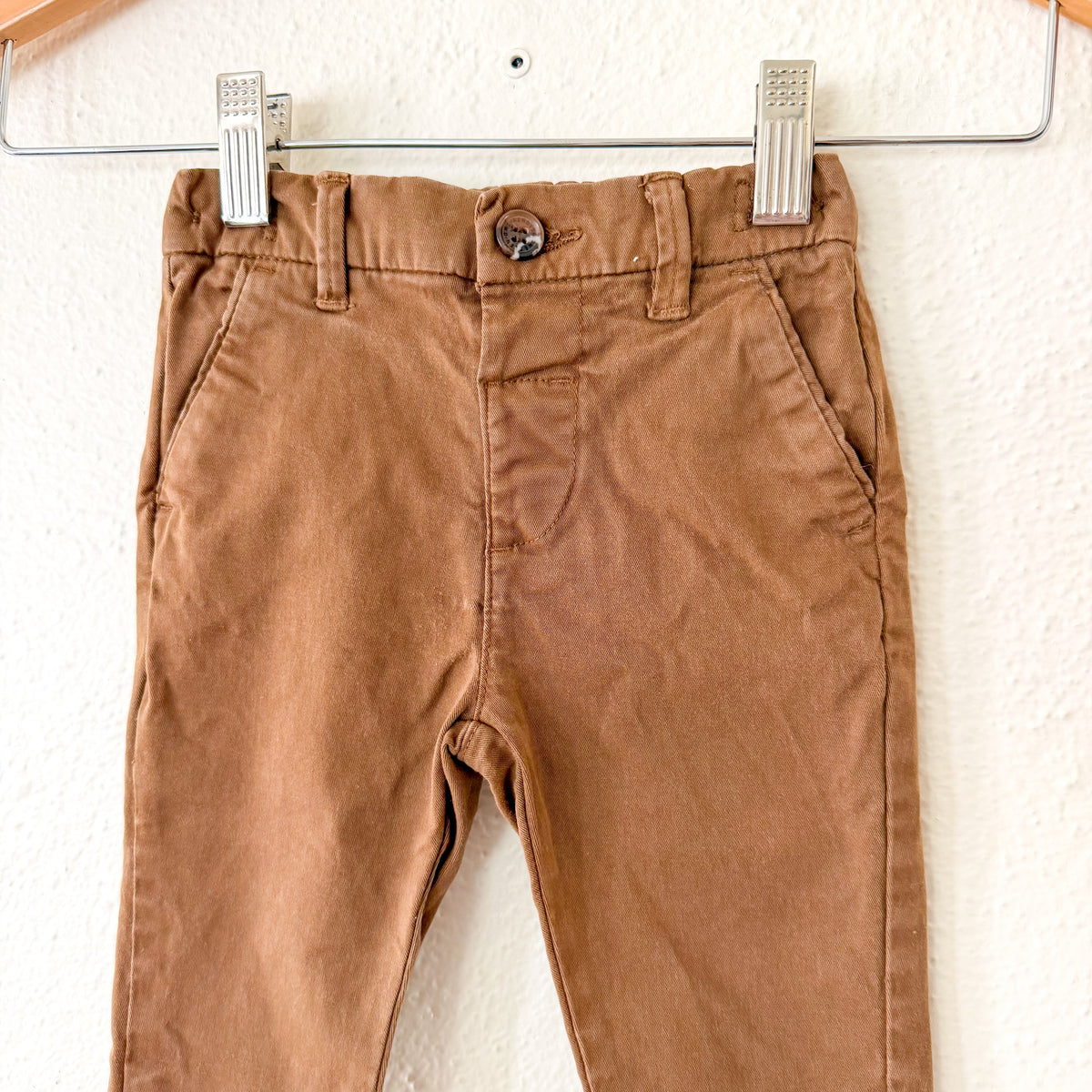 Next Clothing Brown Stretch Chino Trousers in Ginger Tan | 6-9m