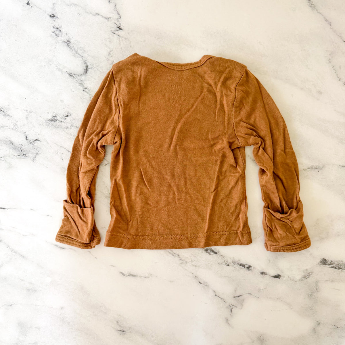 Solly Baby Modal Cacao Brown Long Sleeve T-Shirt + Footed Pants Sleepwear Matching Set | 0-3m