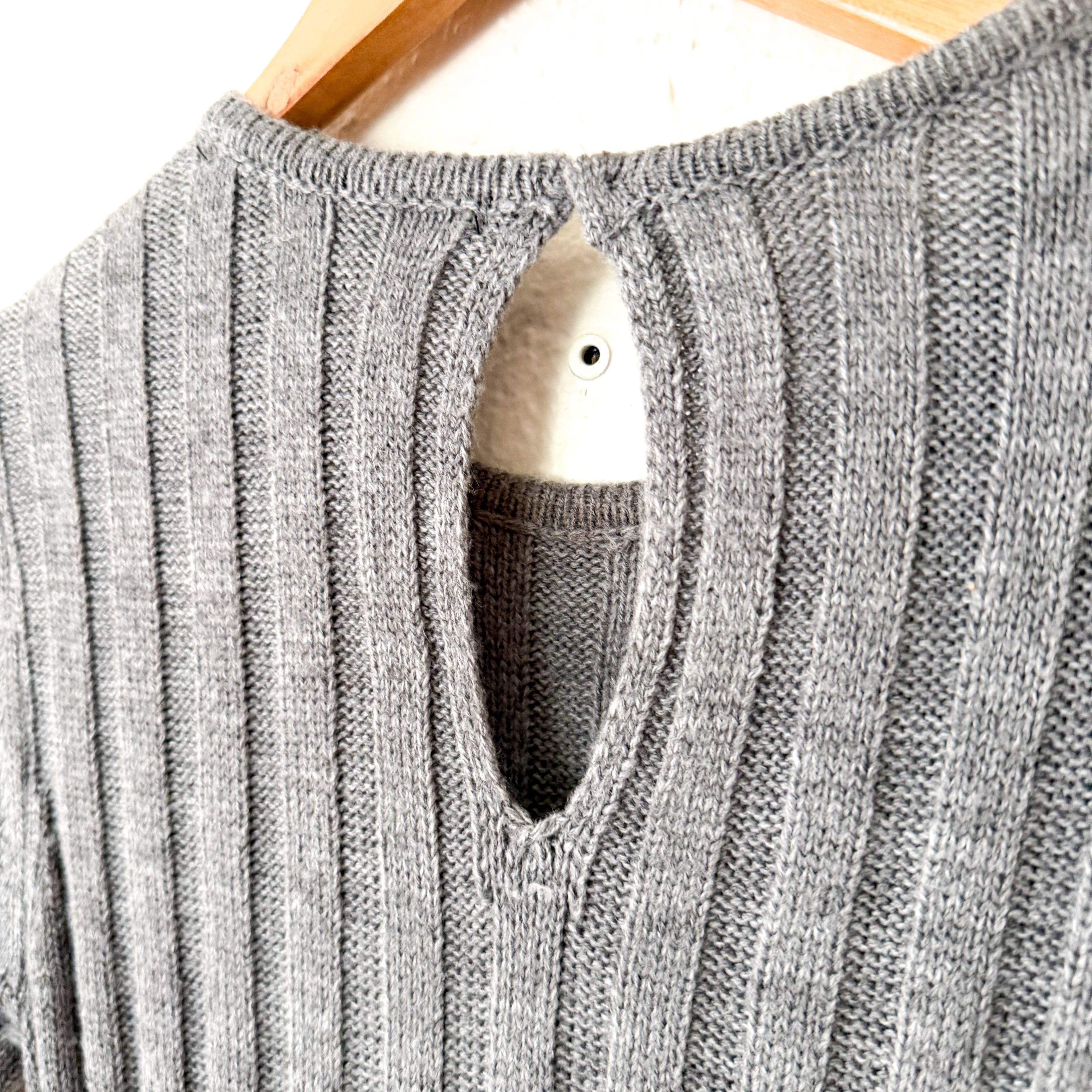 French Connection Babysoft Fit and Flare Ribbed Sweater Dress in Dark Grey | XS