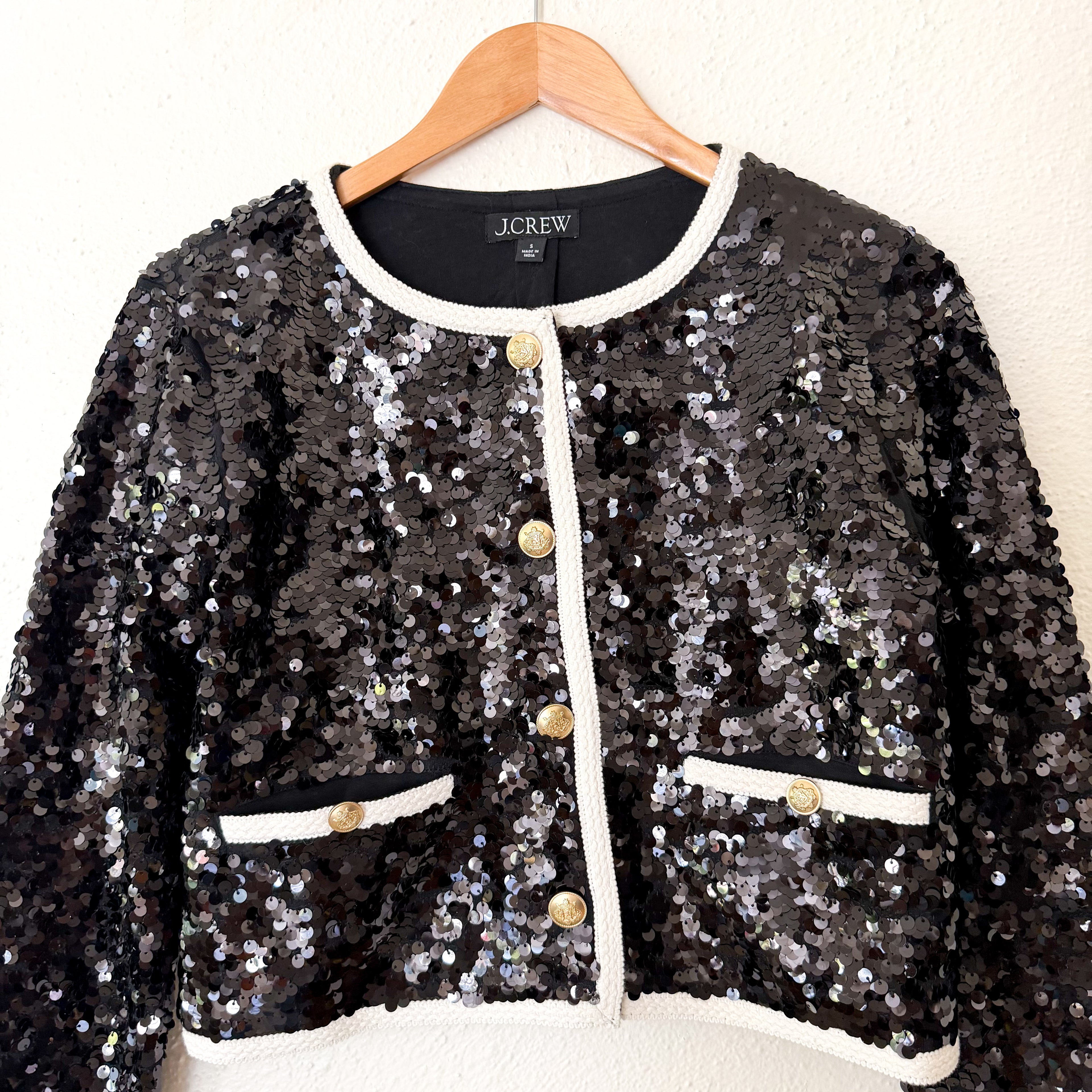 J.Crew Mariner Jersey Black Sequin Lady Jacket | S