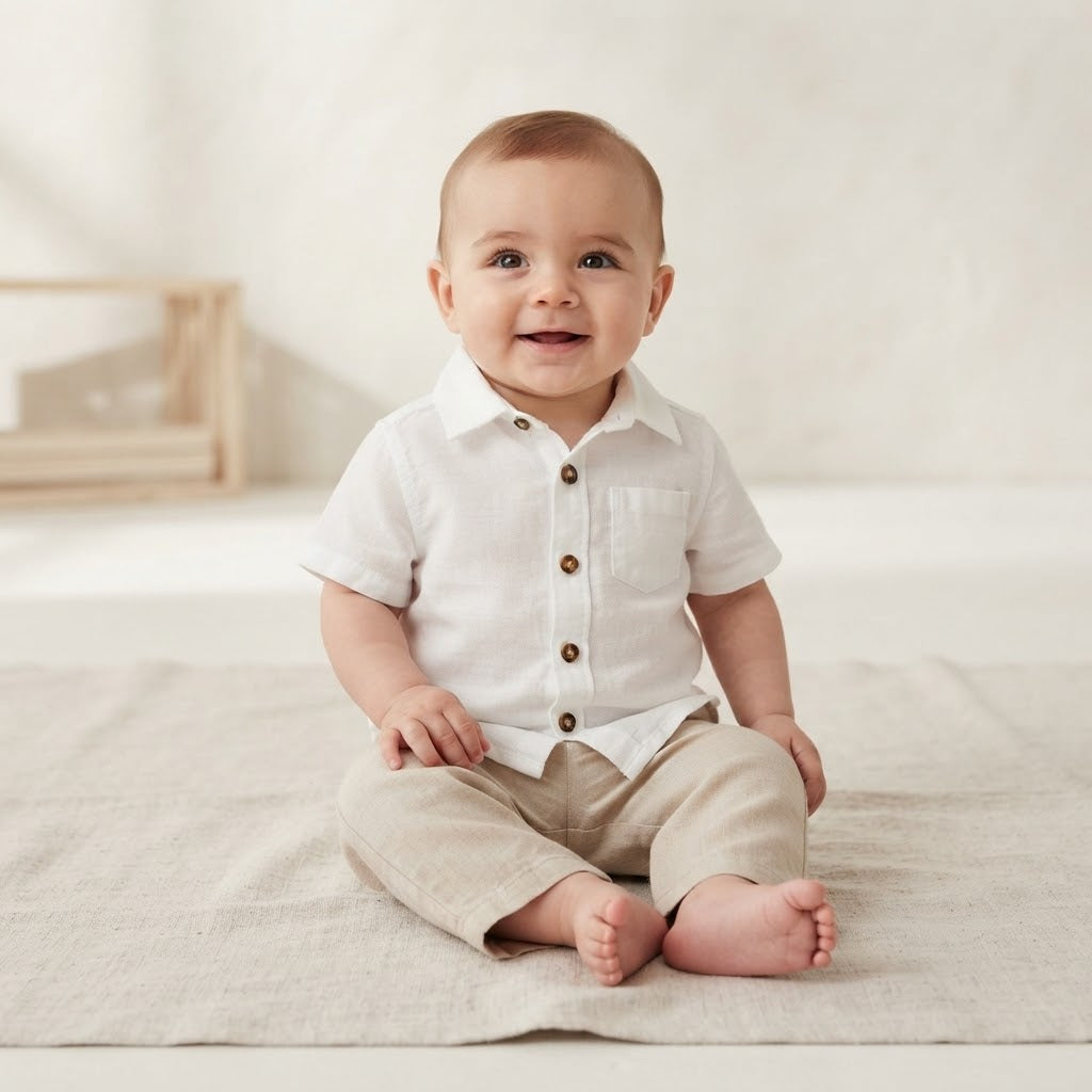 Old Navy White Short Sleeve Oxford Button Down Shirt | 3-6m