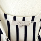 LOFT Black & White Stripe Midi Sun Dress | 0P