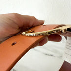 Frame Denim Grand Oval Wide Leather Belt in Natural | S