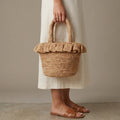 J.Crew Small Straw Ruffle Hem Raffia Bag | Natural