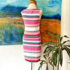 Joules Riva Pink Multi Striped Sleeveless Jersey Sheath Dress | 4