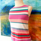 Joules Riva Pink Multi Striped Sleeveless Jersey Sheath Dress | 4