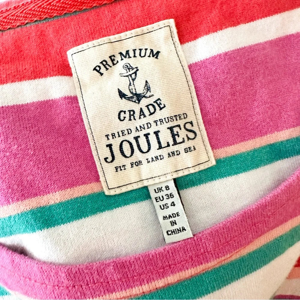 Joules Riva Pink Multi Striped Sleeveless Jersey Sheath Dress | 4