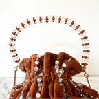 Anthropologie Velvet Beaded & Embellished Pouch | Brown