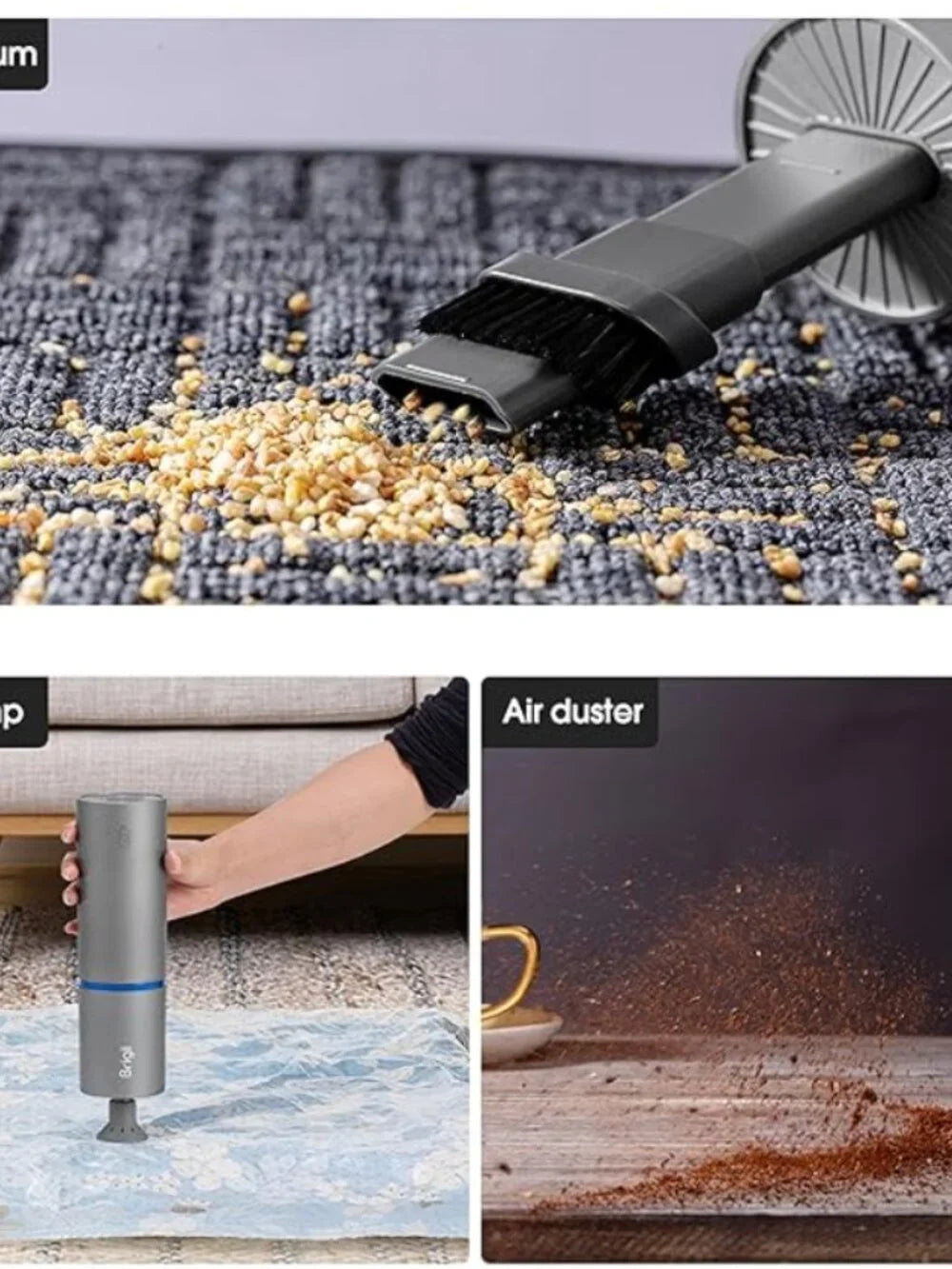 Brigii Mini Handheld Vacuum Y120 Pro Cordless, 3 in 1 Vacuum, Air Duster, Pump | Silver
